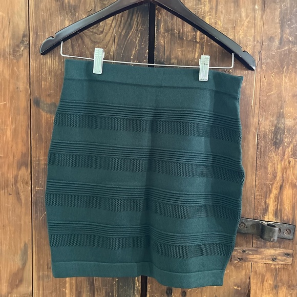 Rehab Ribbed Mini-Skirt Medium Green - Picture 1 of 8